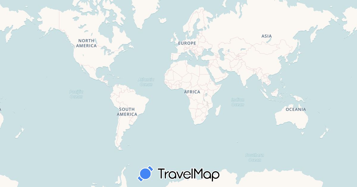 TravelMap itinerary: driving, bus, plane, train, hiking, boat, hitchhiking, motorbike in United Arab Emirates, Argentina, Australia, Bolivia, Brazil, Chile, China, France, Hong Kong, India, Jordan, Japan, Cambodia, South Korea, Laos, Sri Lanka, Myanmar (Burma), Macau, Malaysia, Nepal, New Zealand, French Polynesia, Paraguay, Singapore, Thailand, Uruguay, Vietnam (Asia, Europe, Oceania, South America)
